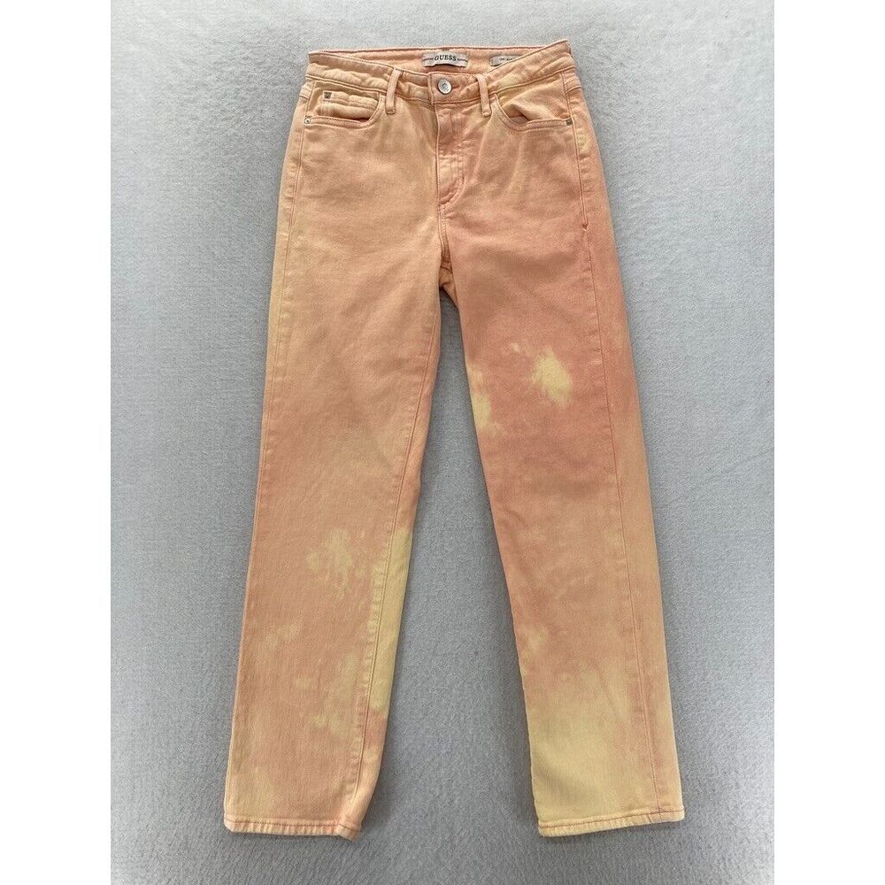 GUESS Jeans Women's 26 1981 Ankle Straight Orange Tye Die‎ Denim Low Rise Pants